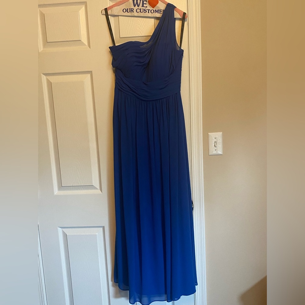 Bill Levkoff Blue One Shoulder Long Evening Gown RN 82955